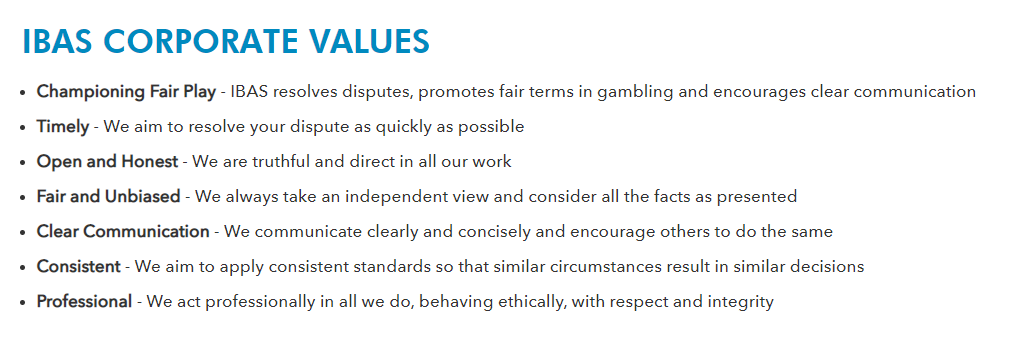 IBAS corporate values