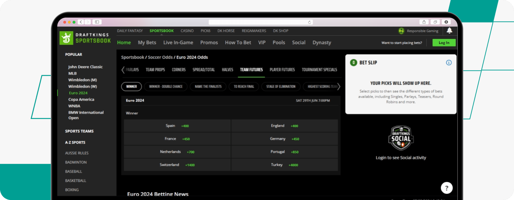 DraftKings desktop screenshot