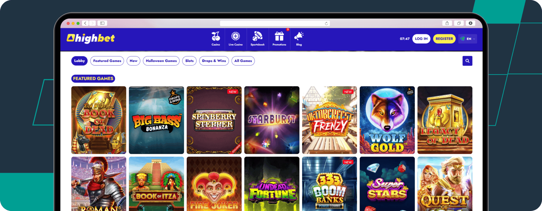 screenshot of highbet casino